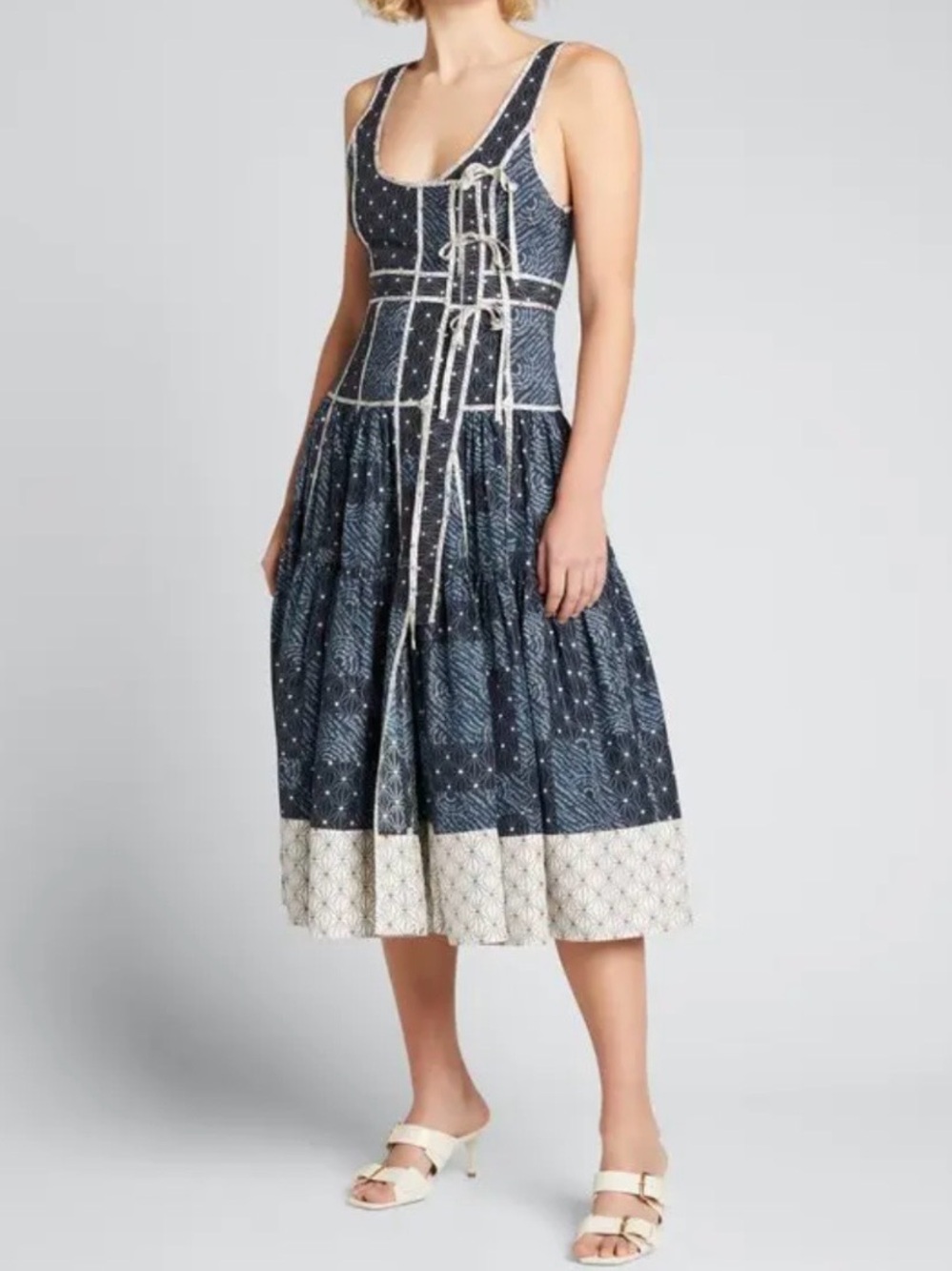 Ulla Johnson Kiera Printed Sleeveless Midi Dress in Twilight Sz 8